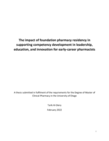 The impact of foundation pharmacy residency in supporting competency development in leadership, education, and innovation for early-career pharmacists