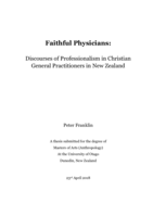 Faithful Physicians:   Discourses of Professionalism in Christian General Practitioners in New Zealand
