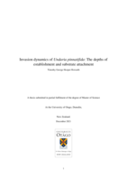 Invasion dynamics of Undaria pinnatifida: The depths of establishment and substrate attachment