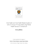 Oral health and oral-health-related quality of life of a group of young adults using mental health services in Christchurch