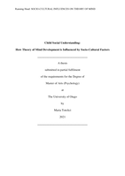 Child Social Understanding: How Theory of Mind Development is Influenced by Socio-Cultural Factors