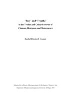 ‘Troy’ and ‘Trouthe’ in the Troilus and Criseyde stories of Chaucer, Henryson, and Shakespeare