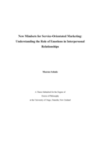 New Mindsets for Service-Orientated Marketing: Understanding the Role of Emotions in InterpersonalRelationships