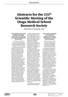 Proceedings of the 235th Otago Medical School Research Society Meeting -  PhD Student Speaker Awards; 21 Sep 2016