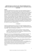 Prostitution in New Zealand: The Re-Importation of Moral Majoritarianism in Regulating a Decriminalised Industry