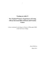 "Getting on with it": New Zealand Women's Experiences of Living with an Increased Risk of Breast and Ovarian Cancer