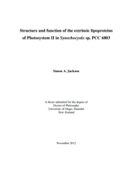 Structure and function of the extrinsic lipoproteins of Photosystem II in Synechocystis sp. PCC 6803
