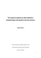 The impact of patents on New Zealand's biotechnology and genetics services sectors