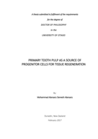 Primary tooth pulp as a source of progenitor cells for tissue regeneration