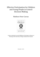 Effective Participation for Children and Young People in Council Decision­Making