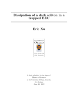 Dissipation of a dark soliton in a trapped BEC