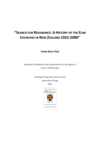 Search for Resonance: A History of the Elim Churches in New Zealand 1922-2000