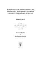 An exploratory study into the consistency and effectiveness of written feedback provided by markers in a tertiary education programme