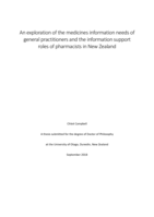 An exploration of the medicines information needs of general practitioners and the information support roles of pharmacists in New Zealand