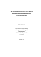 The nutritional status of young Indian children living in the slums of South Delhi, India: a cross-sectional study