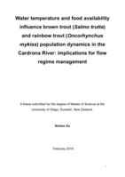 Water temperature and food availability influence brown trout (Salmo trutta) and rainbow trout (Oncorhynchus mykiss) population dynamics in the Cardrona River: implications for flow regime management