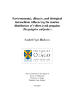 Environmental, climatic, and biological interactions influencing the marine distribution of yellow-eyed penguins (Megadyptes antipodes)