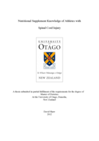 Nutritional supplement knowledge of athletes with spinal cord injury