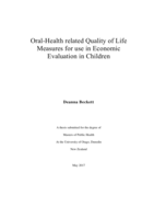 Oral-Health related Quality of Life Measures for use in Economic Evaluation in Children