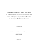 Secreted amyloid precursor protein alpha: effects on the transcriptome and proteome of astrocytes and neurons that explain neuroprotection and potential for a therapeutic for Alzheimer’s disease