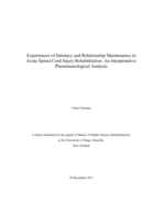 Experiences of Intimacy and Relationship Maintenance in Acute Spinal Cord Injury Rehabilitation: An Interpretative Phenomenological Analysis