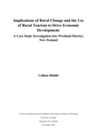 Implications of Rural Change and the Use of Rural Tourism to Drive Economic Development: A Case Study Investigation into Westland District, New Zealand