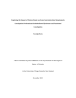 Exploring the Impact of Dietary Intake on Acute Gastrointestinal Symptoms in Constipation Predominant Irritable Bowel Syndrome and Functional Constipation