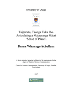 Taipōrutu, Taonga Tuku Iho. Articulating a Mātauranga Māori ‘Sense of Place’.