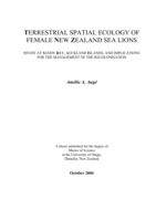 Terrestrial spatial ecology of female New Zealand sea lions: Study at Sandy Bay, Auckland Islands, and implication for the management of the recolonisation