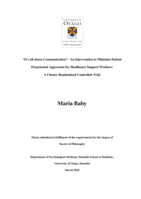 “It’s all about Communication”– An Intervention to Minimise Patient Perpetrated Aggression for Healthcare Support Workers: A Cluster Randomised Controlled Trial