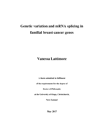 Genetic variation and mRNA splicing in familial breast cancer genes