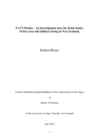 EAT5 Drinks - An investigation into the drink intake of five-year old children living in New Zealand