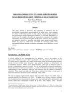 Organisational Effectiveness: Debates behind measurement issues in the Public Health Sector