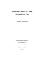 Consumer Culture in China: Consumption Face