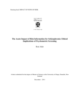 The Acute Impact of Risk Information for Schizophrenia: Ethical Implications of Psychometric Screening