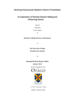 Declining Intramuscular Newborn Vitamin K Prophylaxis: An Exploration of Parental Decision Making and Influencing Factors