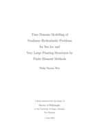 Time Domain Modelling of Nonlinear Hydroelastic Problems for Sea Ice and Very Large Floating Structures by Finite Element Methods