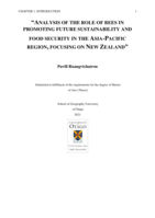 Analysis of the role of bees in promoting future sustainability and food security in the Asia-Pacific region, focusing on New Zealand