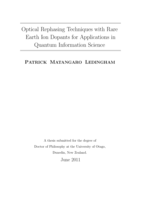 Optical Rephasing Techniques with Rare Earth Ion Dopants for Applications in Quantum Information Science