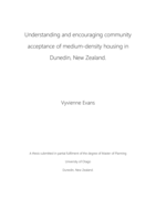 Understanding and encouraging community acceptance of medium-density housing in Dunedin, New Zealand