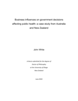 Business influences on government decisions affecting public health: a case study from Australia and New Zealand
