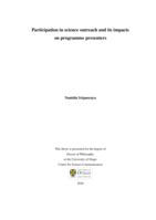 Participation in science outreach and its impacts on programme presenters