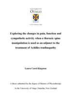 Exploring the changes in pain, function and sympathetic activity when a thoracic spine manipulation is used as an adjunct to the treatemnt of Achilles tendinopathy