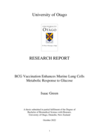 BCG Vaccination Enhances Murine Lung Cells Metabolic Response to Glucose
