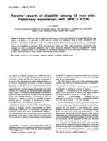 Parents' reports of disability among thirteen year olds: Preliminary experiences with WHO's ICIDH