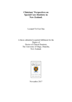 Clinicians' Perspectives on Special Care Dentistry in New Zealand