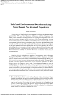 Belief and Environmental Decision-Making: Some Recent New Zealand Experience