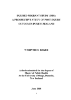 Injured Migrant Study (IMS): A prospective study of post-injury outcomes in New Zealand