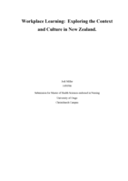 Workplace learning:  Exploring the context and culture in New Zealand