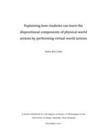 Explaining how students can learn the dispositional components of physical world actions by performing virtual world actions